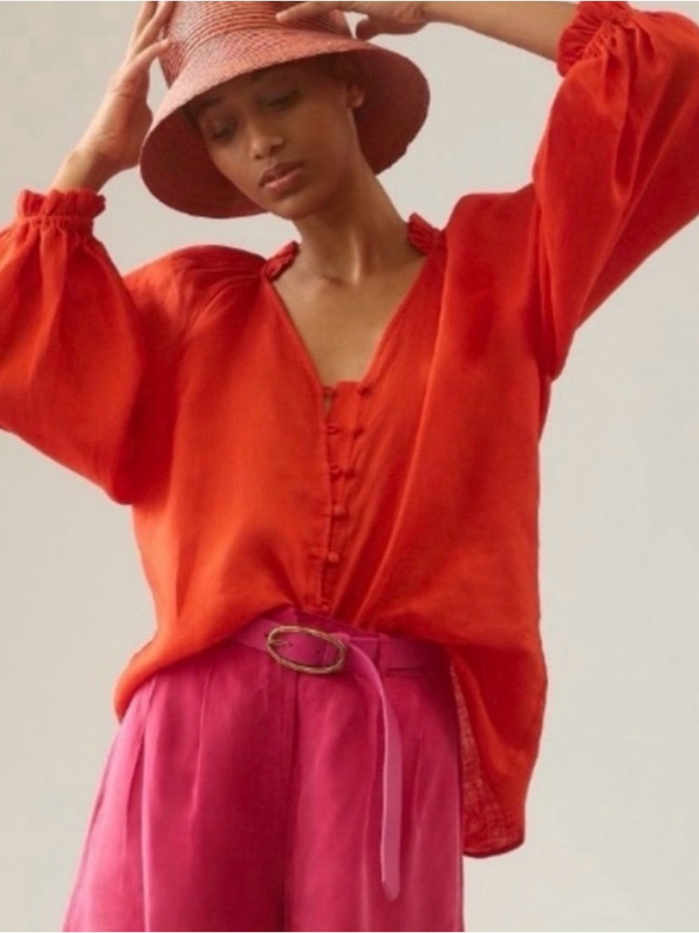 NWOT Anthropologie Maeve Audie Linen Blouse Top Button Up Top Size XXS